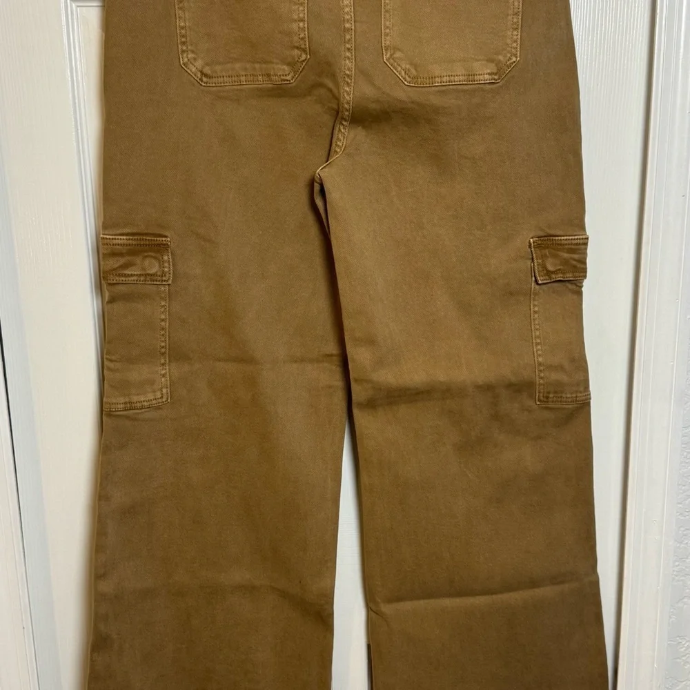 Risen Jeans Brown Cargo Wide Leg Flare Jeans 1XL NWT Stretch Denim - Picture 4 of 7